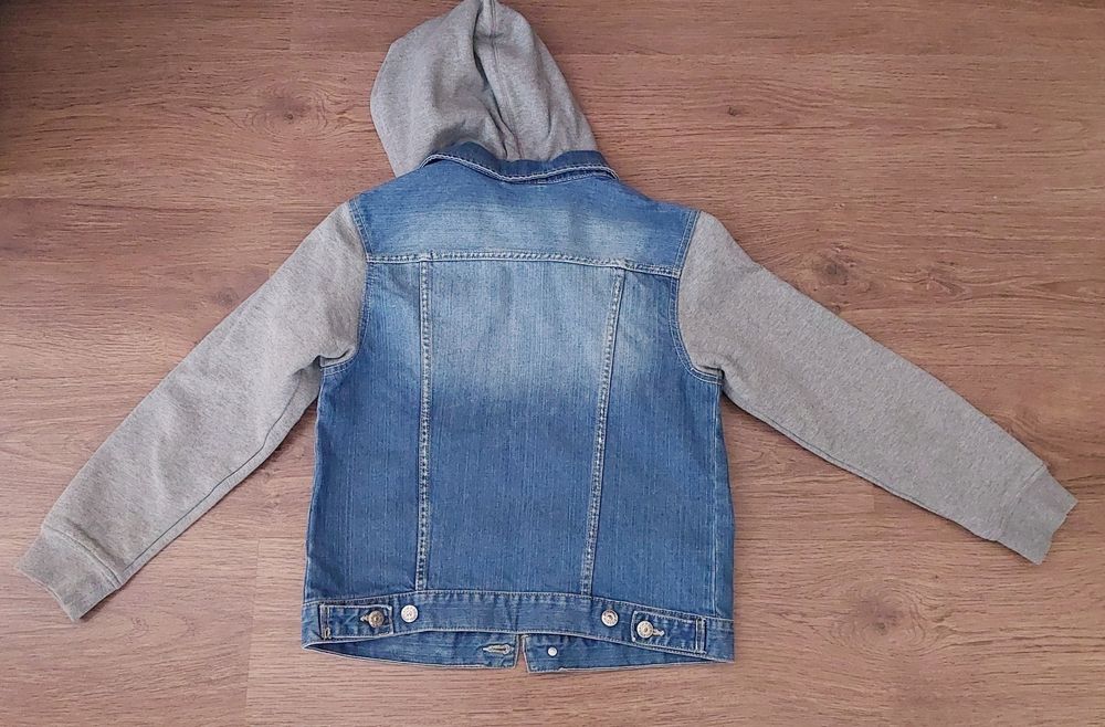 158 H&M Kurtka jeansowa katana jeans bluza z kapturem dżinsowa