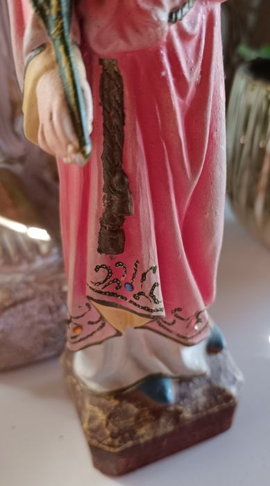 Estátua vintage de Santa Luzia em gesso - 30 cm de altura década 1940