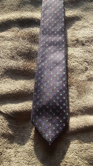 Oryginalny krawat Louis Vuitton 100% jedwab Made in Italy LV