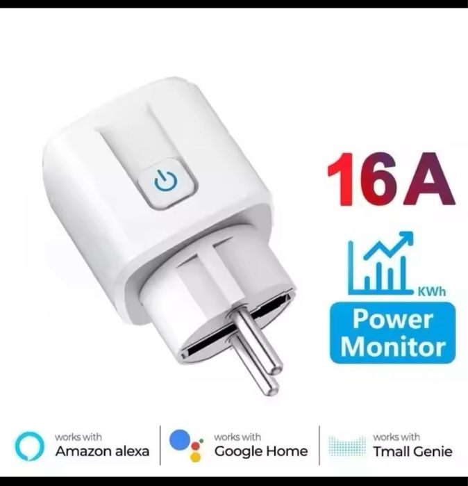 Умная розетка Wi-Fi, 16A, 3kW, Power Monitor