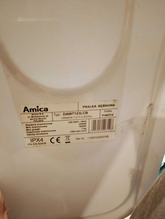 Pralka Amica DAW 7123 LCB 7kg 1200obr