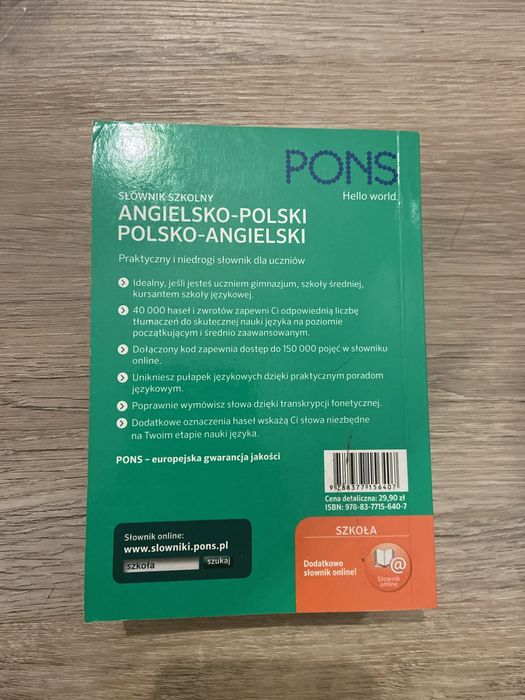 Słownik angielsko-polski polsko-angielski pons