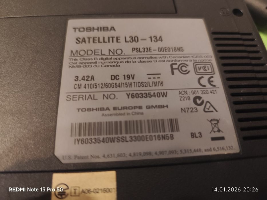 Toshiba satelite L30-134 (Retro)