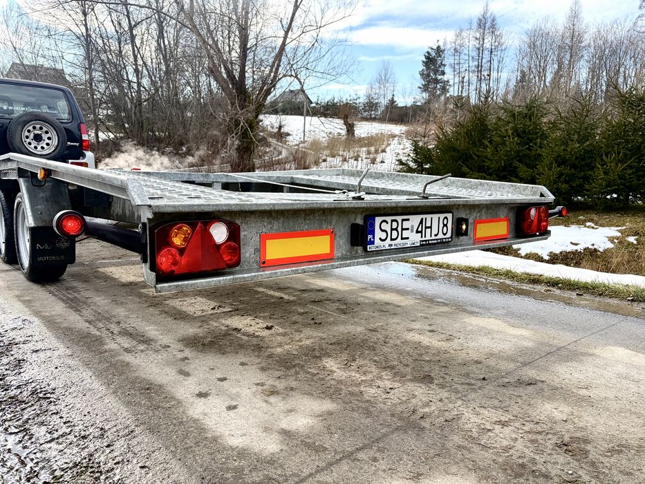 Wynajem Najem Lawety Laweta przyczepa 4,5m 2700 DMC  Korzenna