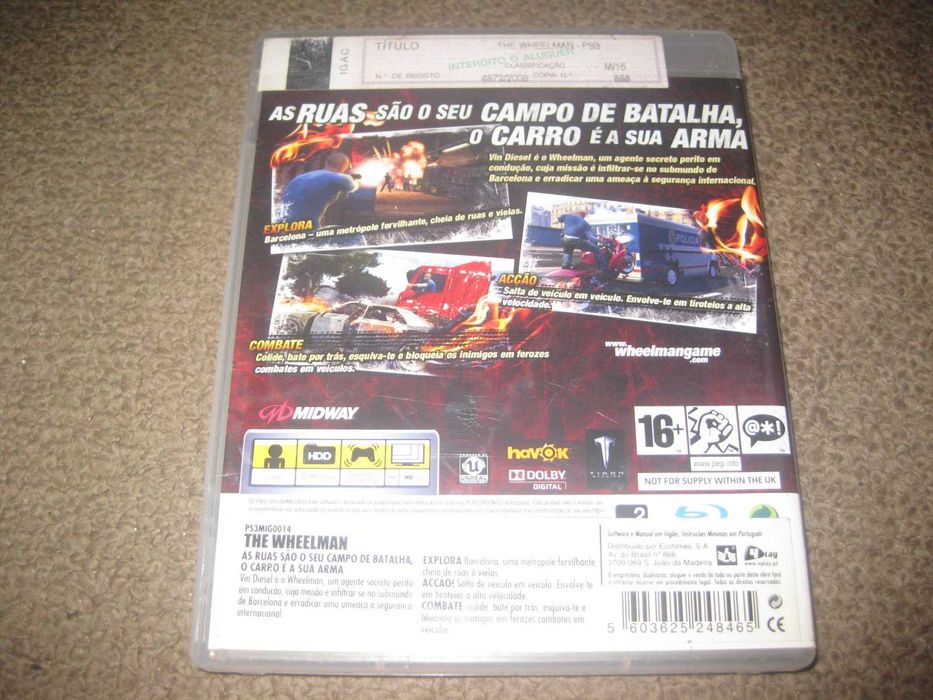 Jogo "Vin Diesel Wheelman" para PS3/Completo!