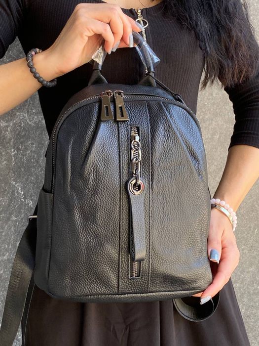 Шкіряний рюкзак чорний