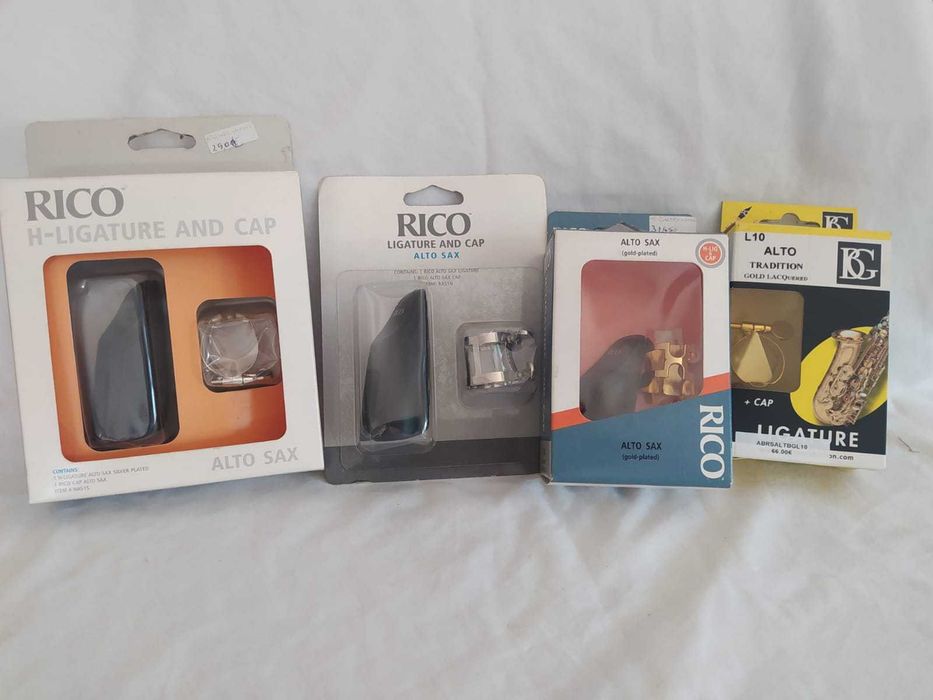 Abraçadeiras e tapa boquilhas saxofone alto novas com baixa de preço