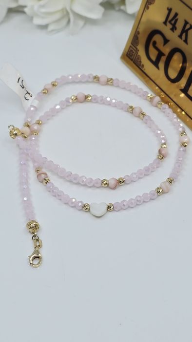 Złoty łańcuszek choker z elementami złota próba 585 14k