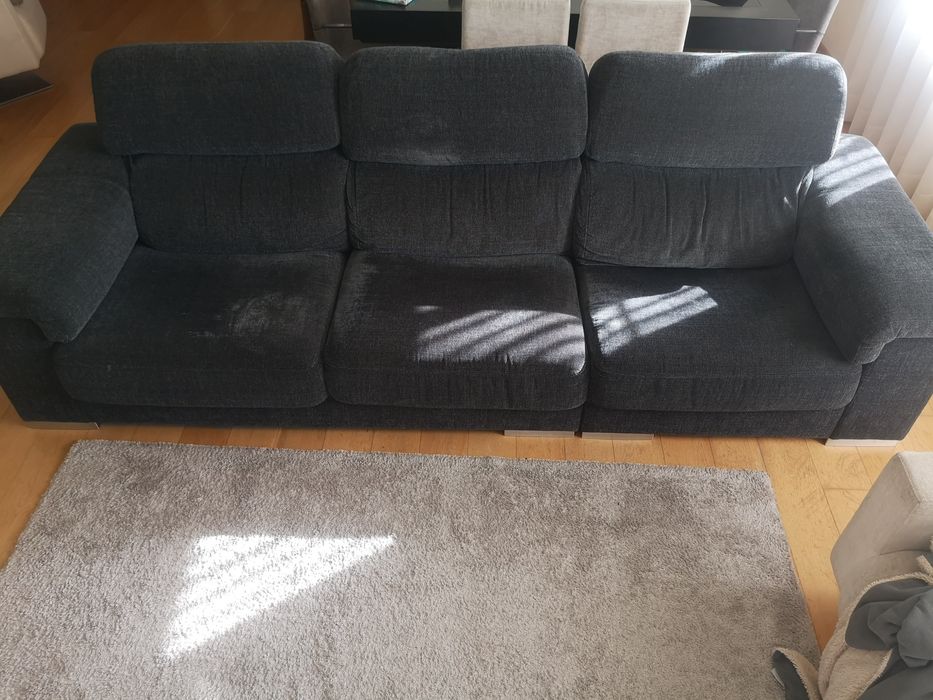 Sofá preto com 3 chaise longue