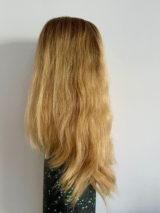 Peruka naturalny blond, włosy naturalne długie, Rokoko