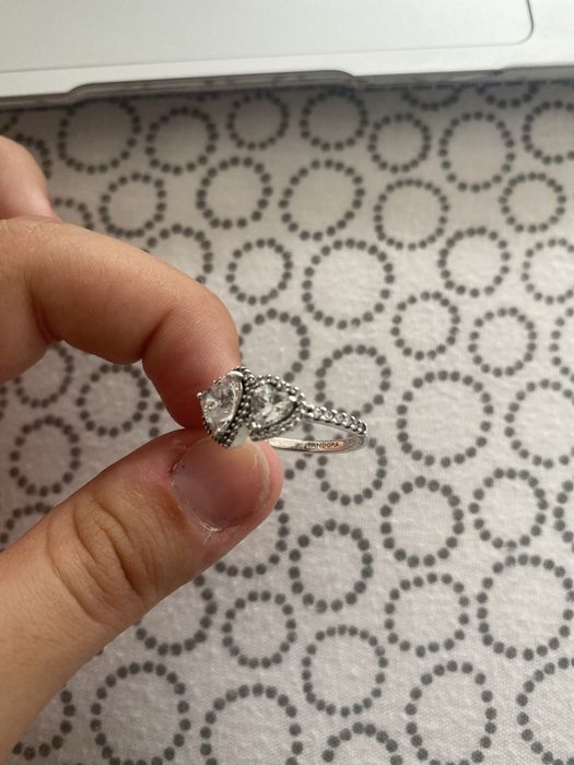 Anel Pandora Corações Auréola Cintilante Prata