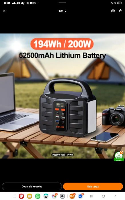 Przenośna stacja zasilająca 194 Wh