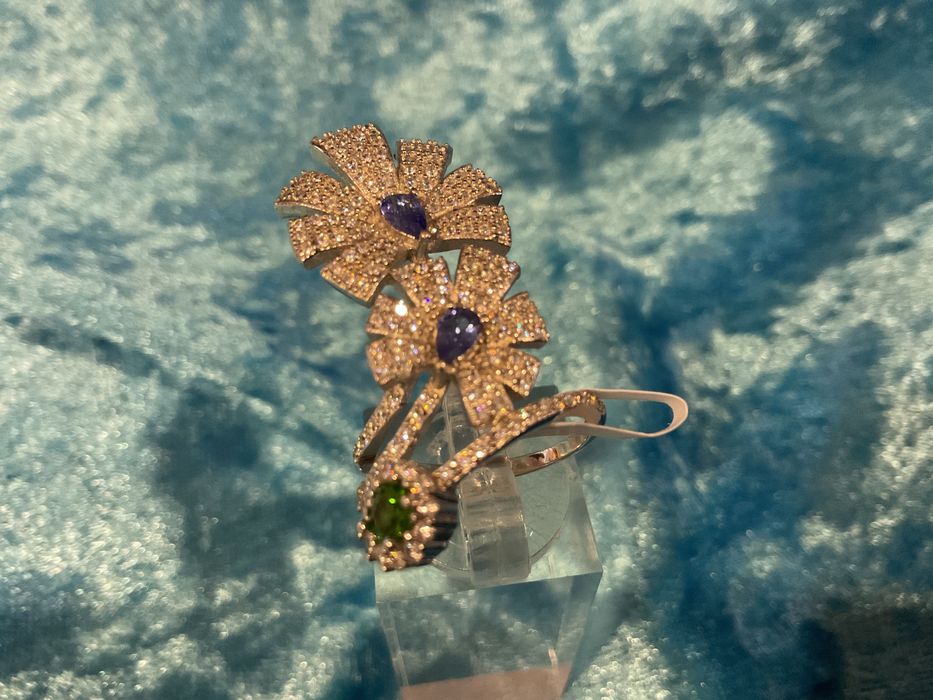 Anel prata banho de ouro t,14,5 m