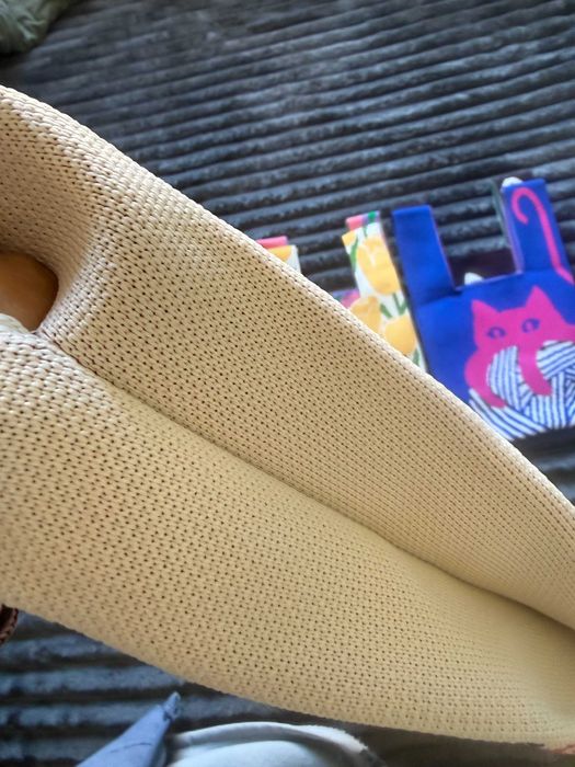 Bolsa Clutch de Tricô com Gato Bege em Poliéster Bolsa de Mão Fofa bag