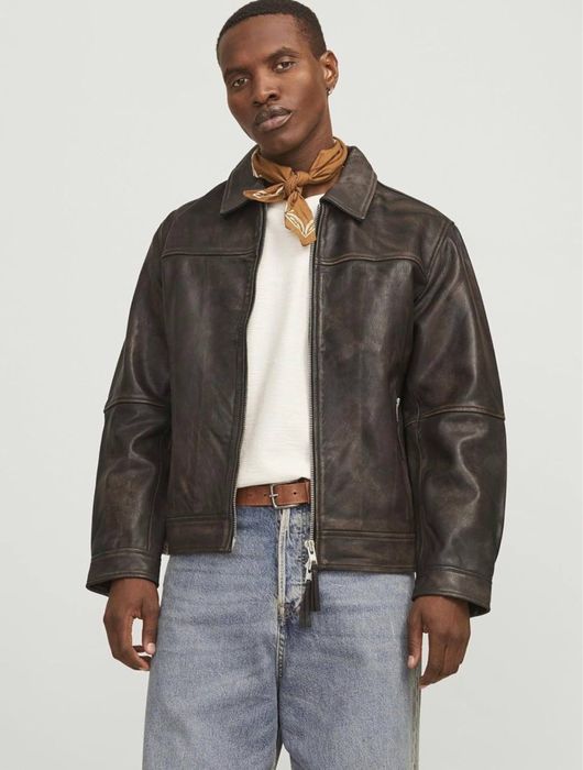 Новая кожаная куртка Jack & Jones оригинал Размер 3XL