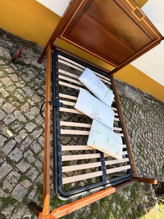 Cama Articulada Elétrica 140x190 + Colchão Novo + Cama Madeira