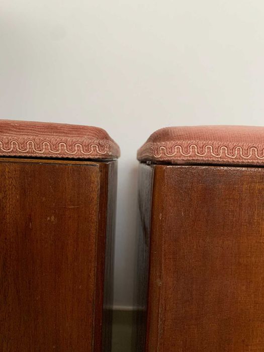 Wooden Storage Poufs with Velvet Top
