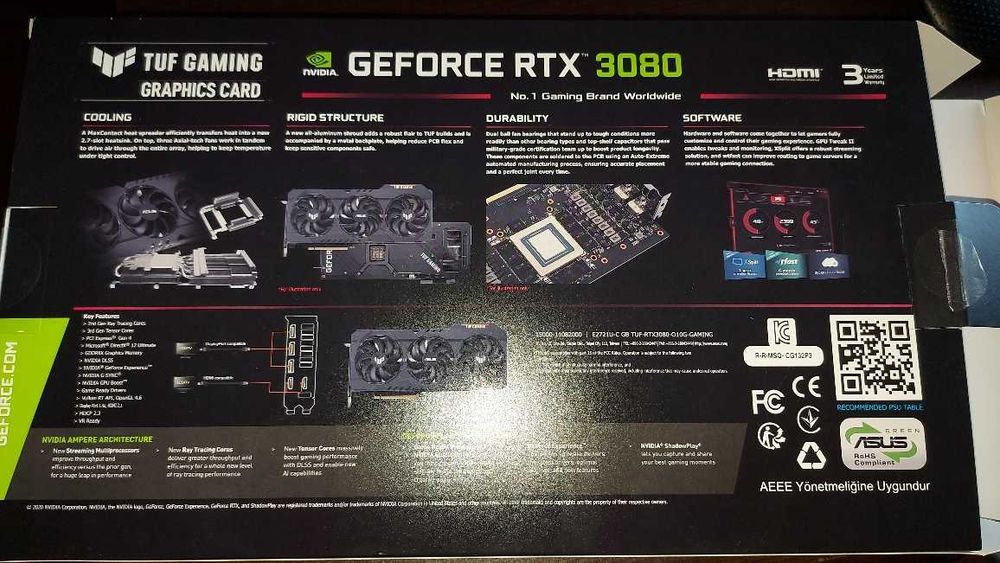 Placa Gráfica Asus TUF RTX 3080 para venda em estado perfeito