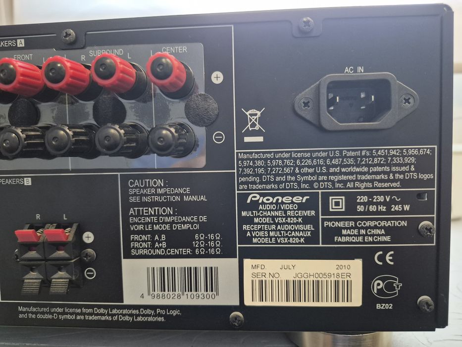 Pioneer vsx-820k hdmi