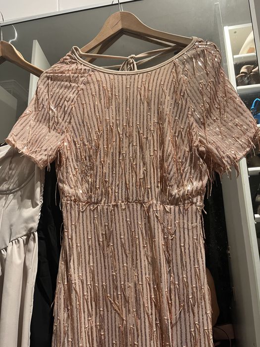 Festa Vestido chanpanhe Lantejoulas shein