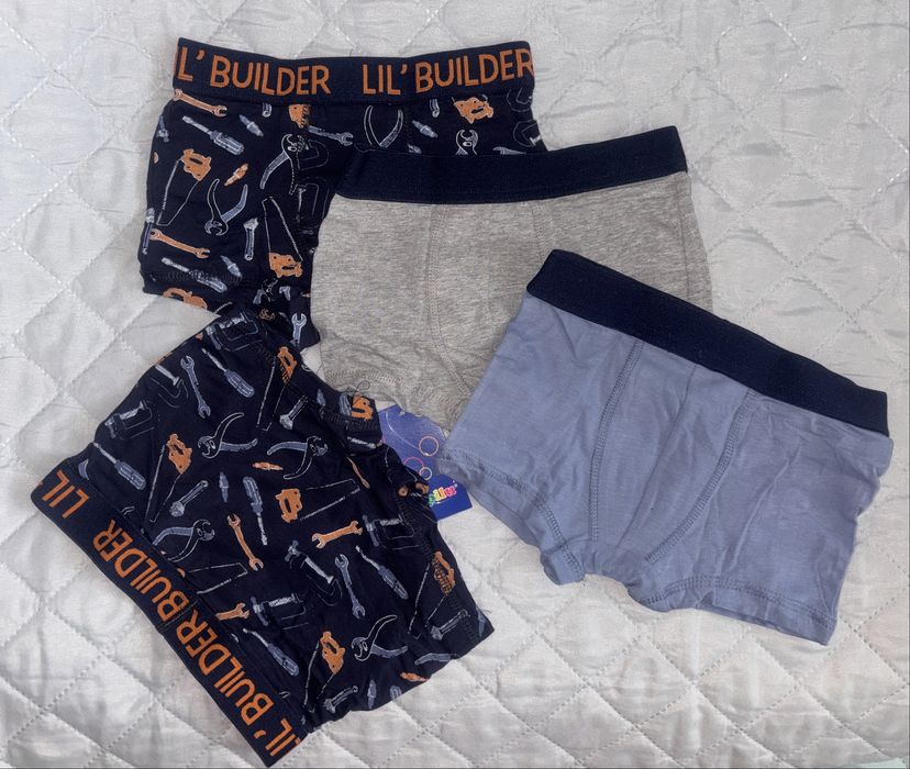 Nowe bokserki 110/116 czeropak seria budowniczy