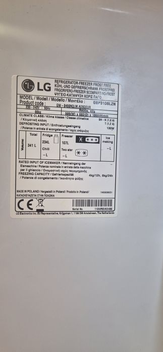 Lodówka Lg 186 cm