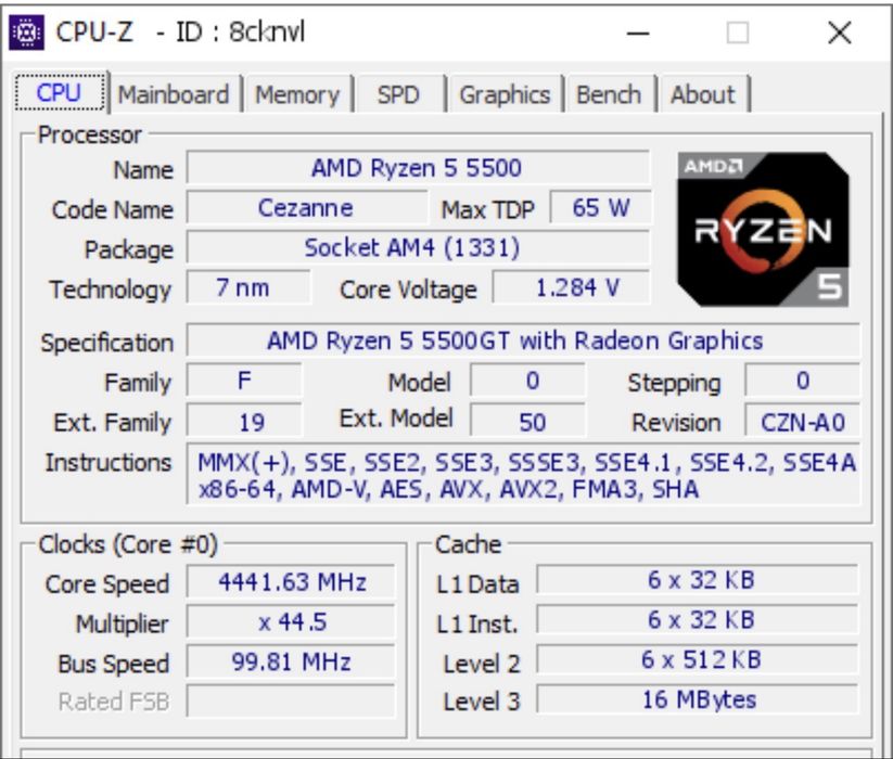 AMD Ryzen 5 5500