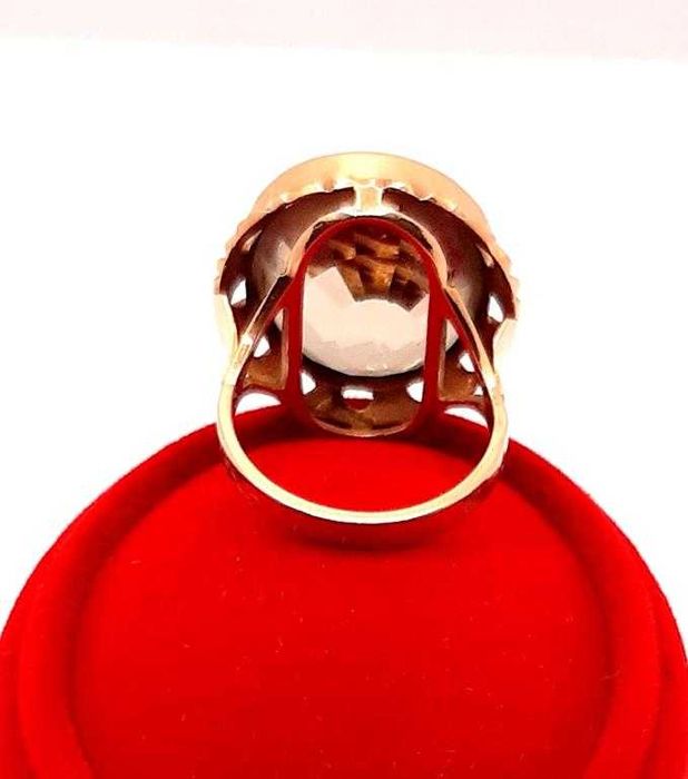 Złoty pierścionek Kwarc dymny PR.585 W:11,95gr R.18 InterSKLEP