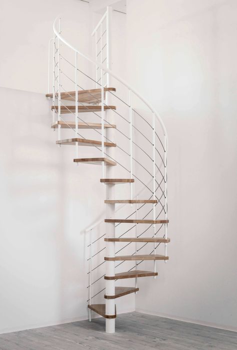 Schody kręcone VENEZIA SMART fi 120 cm., Biel/ Buk