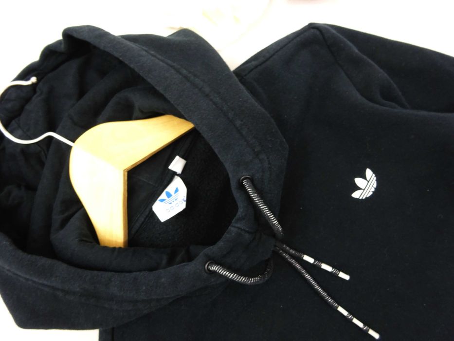 D Dresowa bluza damska Adidas kaptur logo czarna kieszenie długa S 36