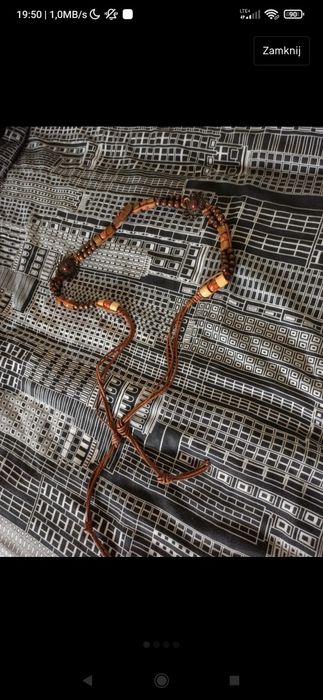 Vintage pasek z drewnianymi koralikami