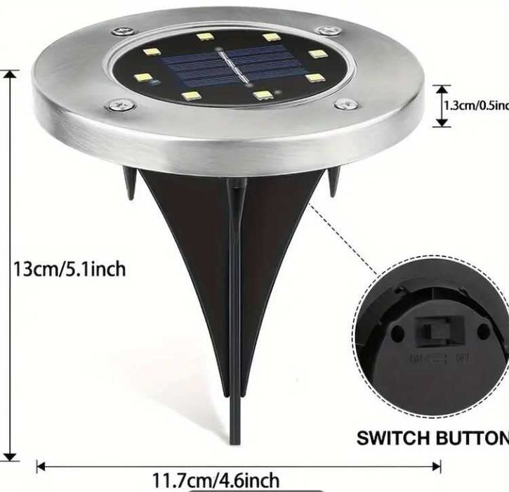 Conjunto 4 focos solares para jardim/exterior - Novo