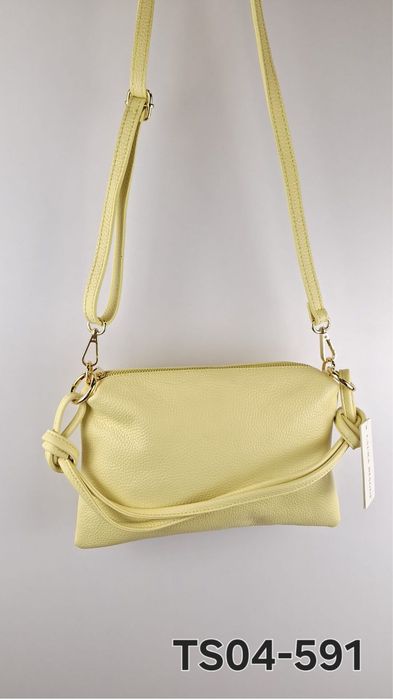 Żółta torebka listonoszka skóra naturalna Laura Biaggi