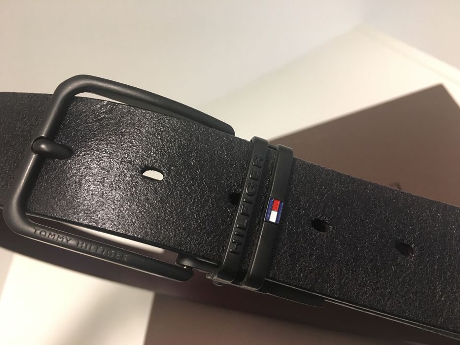 Oryginalny pasek TH tommy hilfiger meski czarny skora skorzany