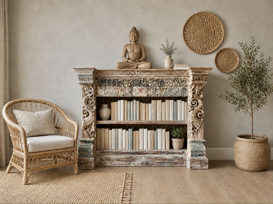 estante consola louceiro livreiro aparador armario movel talha teca oriental indonesia rustico