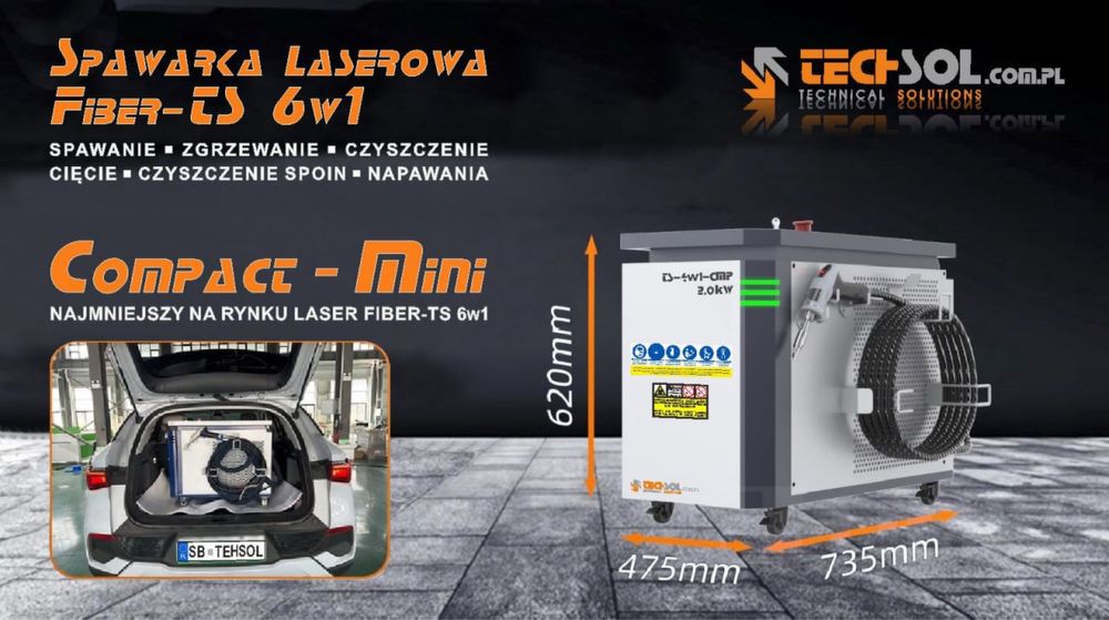 NOWA NAJMNIEJSZA 6w1 Spawarka Fiber 1500W TECHSOL Compact-Mini 230V