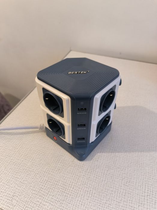 BESTEK 8 розеток та 6 USB мережевий фільтр подовжувач