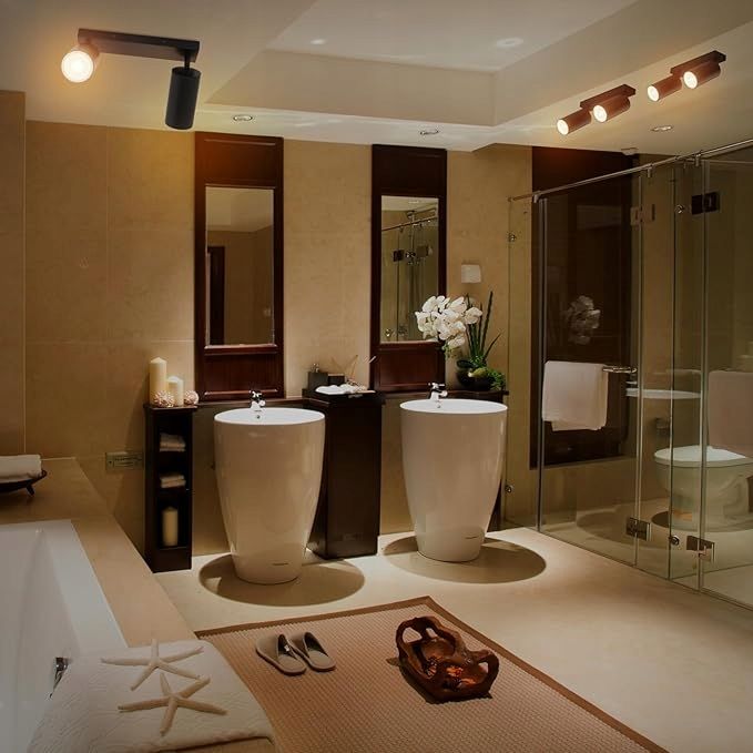 Aipsun czarna LED, lampa sufitowa z podwójnym płomieniem reflektor