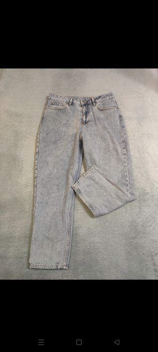 Niebieskie spodnie mom jeans vintage retro grunge wysoki stan Shein 7/
