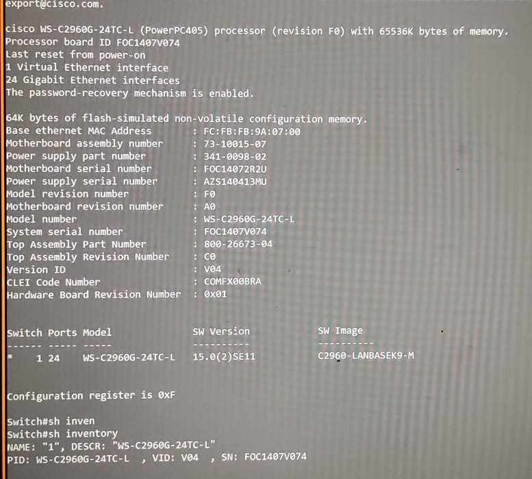 гігабітний cisco 2960G світч/коммутатор