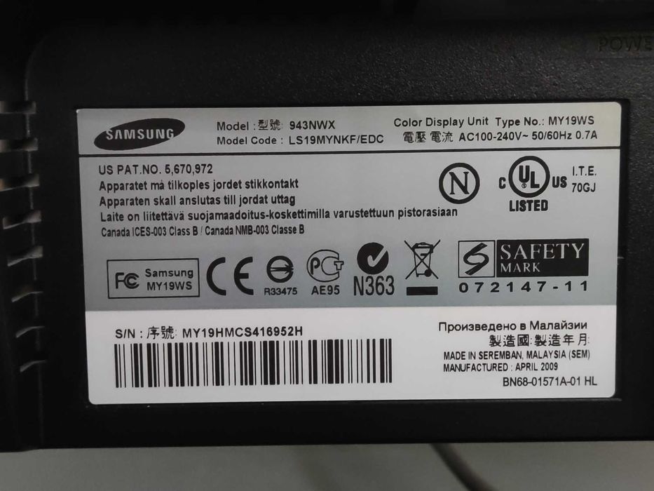 4 Monitores Samsung 943NWX 19" Widescreen – Funcionam Bem