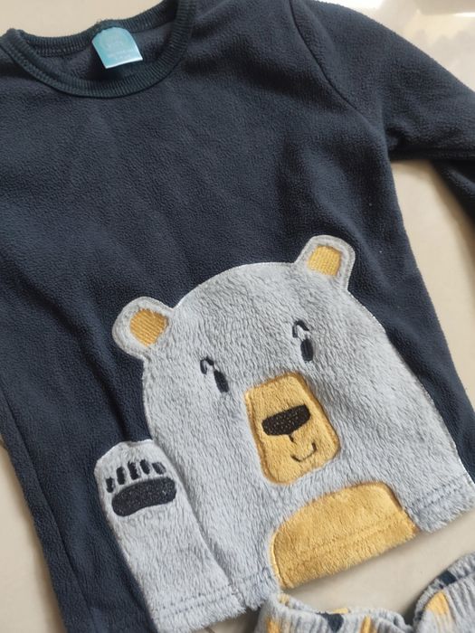 Ciepła szara piżama miś misio teddy bear pyjamas pepco 98 104