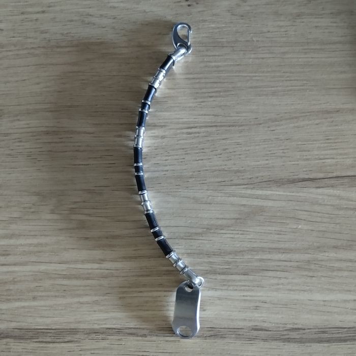Bransoletka męska stal + kauczuk, 21.5 cm