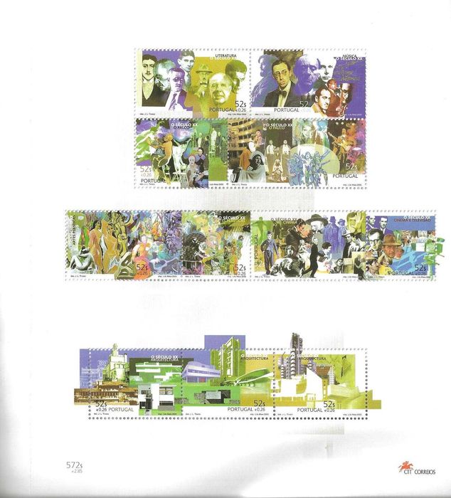 LIVRO O Seculo xx em Selos - brochura + blocos 224 225 e 226 - novos