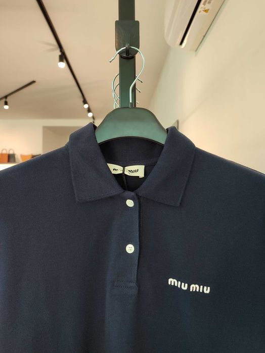 Поло Miu Miu Cotton Pique Polo Shirt Navy