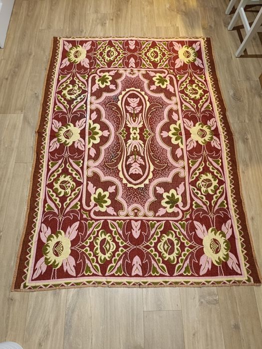 Gobelin dekoracyjny w kwiaty 127×183 cm dwustronny  kilim vintage