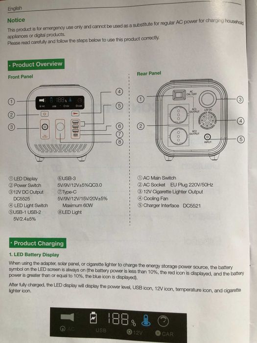 Зарядна станція BlitzWolf® BW-PG4 320 Wh  LiFePO4  ( EcoFlow Bluetti )