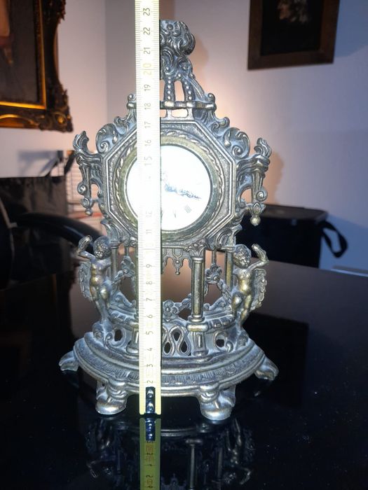 Relógio de Mesa Vintage Mercedes  Estilo Barroco / Rococó em Bronze/Latão