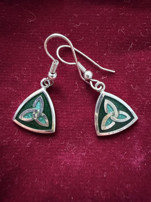 Сережки Celtic Sea Gems Enamel Celtic Trinity Knot blue/turquoise емальовані синьо-зелені