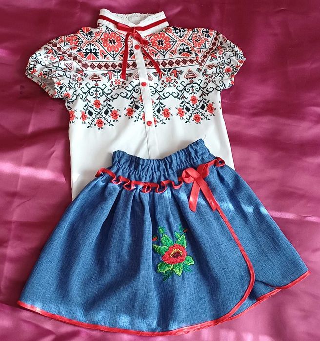 Блузка вишиванка для дівчинки, юбка